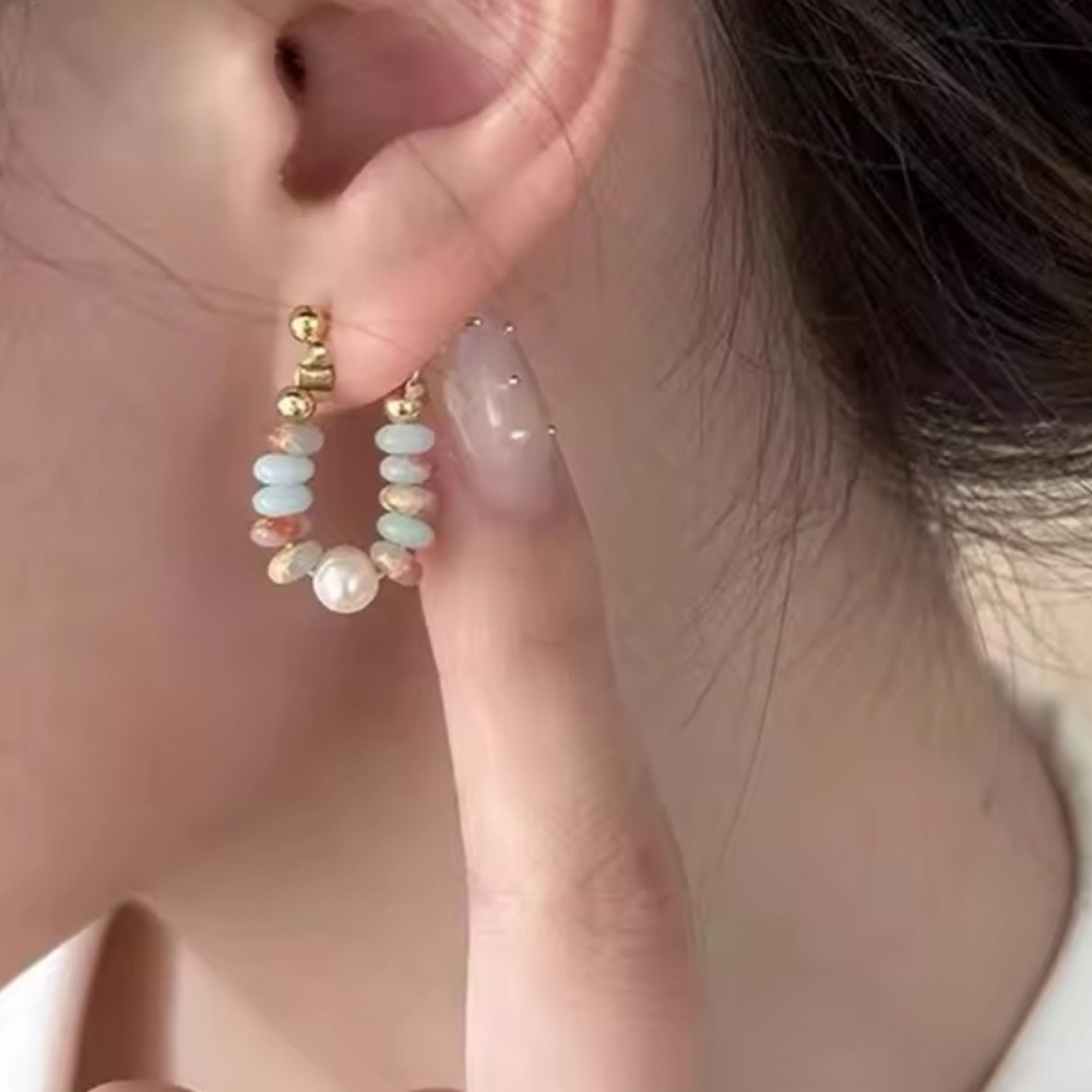 GIFTED!Natural Stone Pearl Beaded Earrings - Picture 2 of 3
